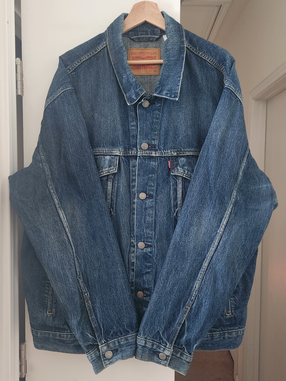 Levi Strauss Blue Denim Jean Jacket Pockets Button Men's 3XL XXXL Trucker Levi's